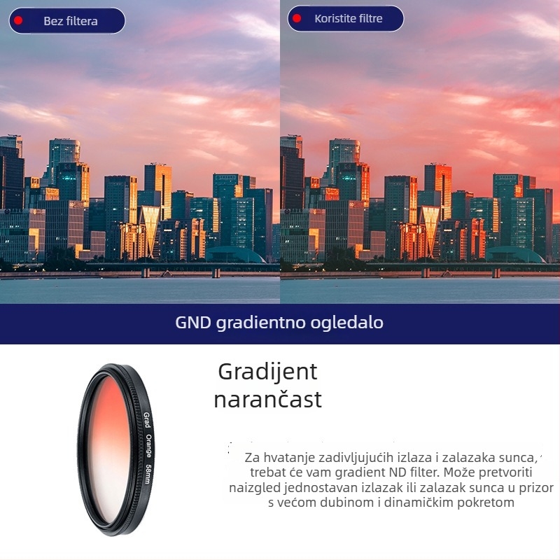 Set filtera s gradijentom 5-u-1 za SLR fotoaparat, univerzalni nosač, uključuje 3 krpice za čišćenje, OEM obrada
