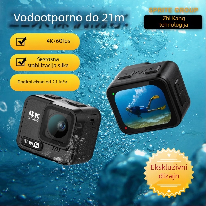 4K WiFi vodootporna akcijska kamera sa Sony IMX386 senzorom, 2,1 inčni IPS LCD, vodootpornost do 21 m, trajanje baterije 1,5–2 h