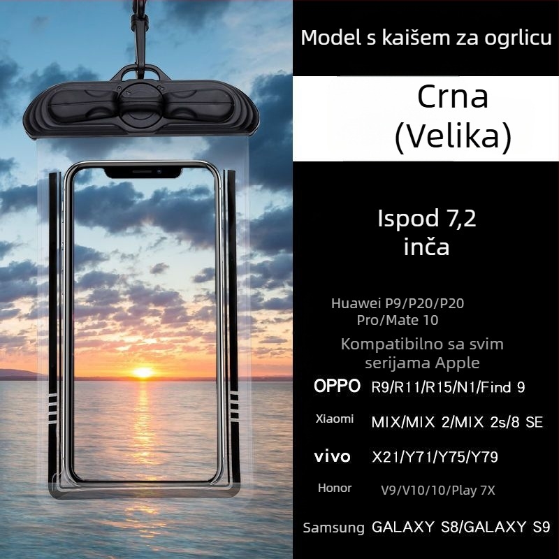 Vodootporna futrola za telefon s dodirnim zaslonom, PVC, za plivanje, ronjenje i aktivnosti na otvorenom