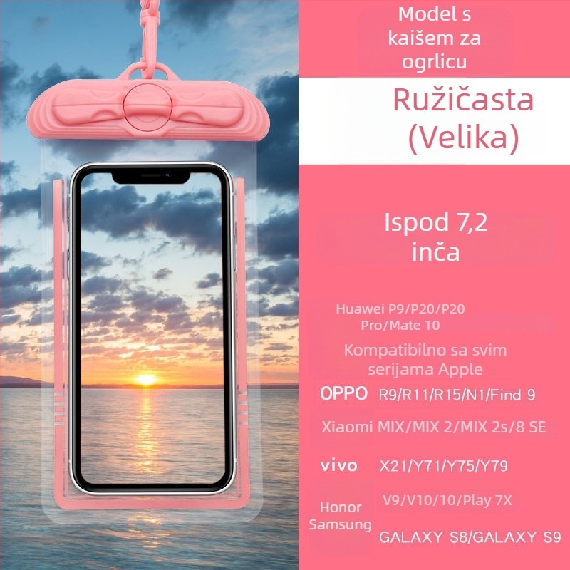 Vodootporna futrola za telefon s dodirnim zaslonom, PVC, za plivanje, ronjenje i aktivnosti na otvorenom