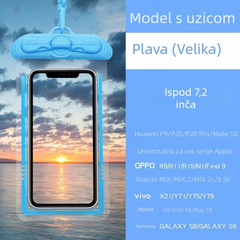 Vodootporna futrola za telefon s dodirnim zaslonom, PVC, za plivanje, ronjenje i aktivnosti na otvorenom