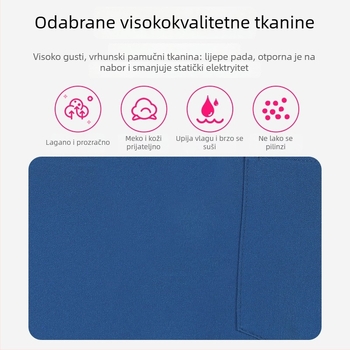 Unisex medicinski scrubs set – brzo sušenje, anti-statički, kratki rukavi s V-izrezom, top i hlače, poliester-spandeks smjesa (≥95% poliester), odvodi vlagu