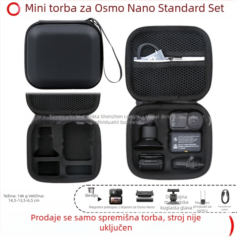 Torba za pohranu akcijske kamere Osmo Nano – PU materijal, 166 g, kompatibilna s Osmo Nano