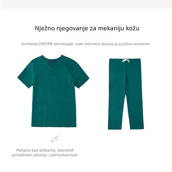 Unisex medicinski set scrubs za liječnike, kirurge i kozmetičke stomatologe — radijacijska zaštita, Chenille-spandex smjesa, kratki ili 3/4 rukavi, hlače Capri dužine