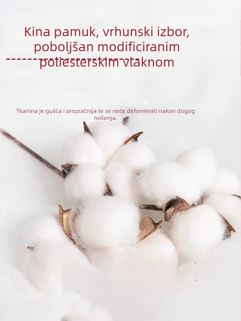 Sestra uniforma u dva dijela – gornji dio i donji dio, kratki rukavi, okrugli ovratnik, tkanina s odvajanjem vlage (Pamuk 30–50%, Poliester 50–70%; Normalna duljina)