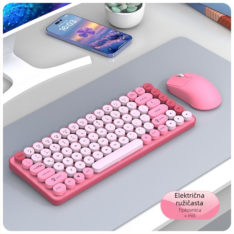 Bežični set tipkovnice i miša s Bluetooth dvostrukim režimom, 87 tipki, ABS konstrukcija, USB prijemnik uključen, bez pozadinskog osvjetljenja
