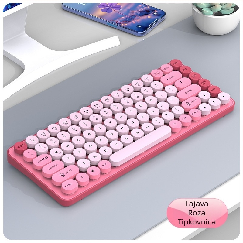 Bežični set tipkovnice i miša s Bluetooth dvostrukim režimom, 87 tipki, ABS konstrukcija, USB prijemnik uključen, bez pozadinskog osvjetljenja