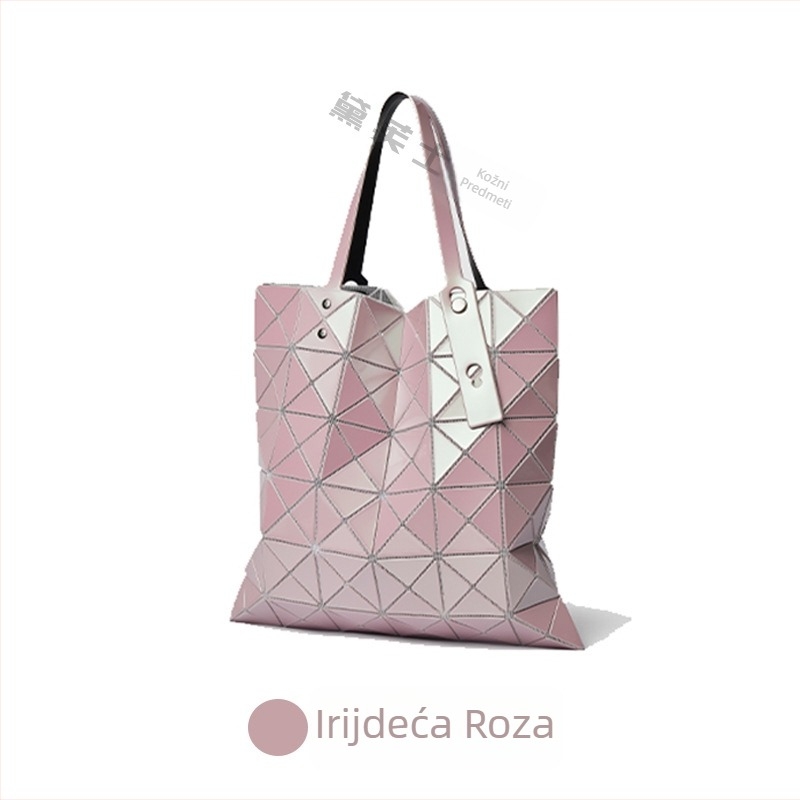 Tote torba s geometrijskim romb quiltom, PVC, urbani jednostavan stil, horizontalni kvadratni oblik, unutarnji džepovi sa zipom, džep za mobitel i identifikacijsku karticu, dvostruke ručke