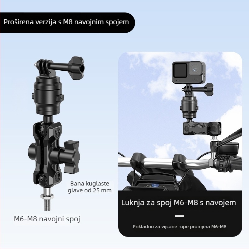 Držač za mobitel za motocikl s kuglastom glavom 25 mm – LL8-1, aluminijska legura + najlon, brzo oslobađanje jednim klikom