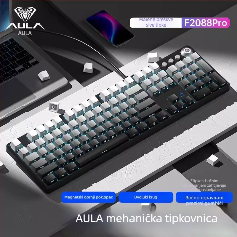 Tarantula F2088pro Gaming mehanička tipkovnica — 108 tipki, žično povezivanje, mehanički prekidači, ABS dvostruka injekcija materijala, 1 godina jamstva