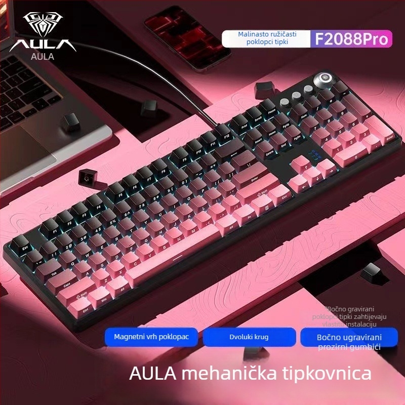 Tarantula F2088pro Gaming mehanička tipkovnica — 108 tipki, žično povezivanje, mehanički prekidači, ABS dvostruka injekcija materijala, 1 godina jamstva