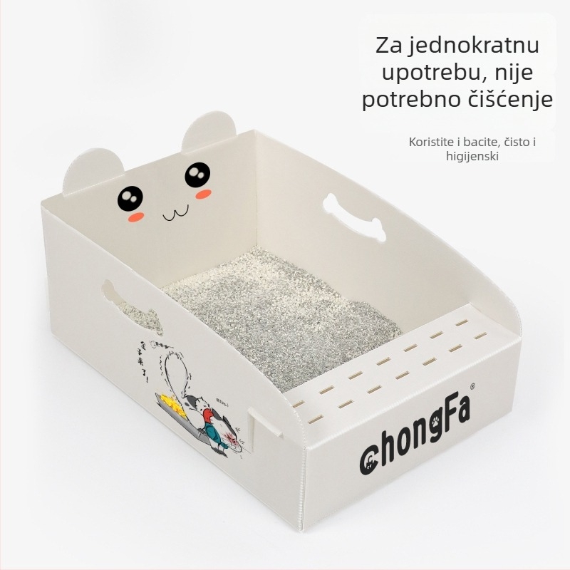 Ekstra velika jednokratna kutija za mačji pijesak, vodootporna, sklopiva, otvorenog tipa za vanjska putovanja