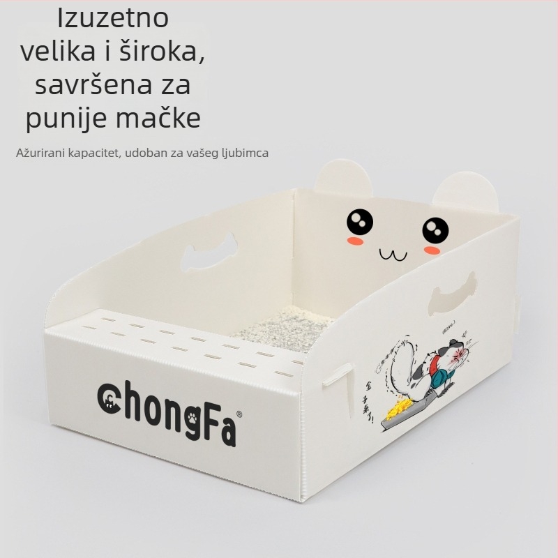 Ekstra velika jednokratna kutija za mačji pijesak, vodootporna, sklopiva, otvorenog tipa za vanjska putovanja