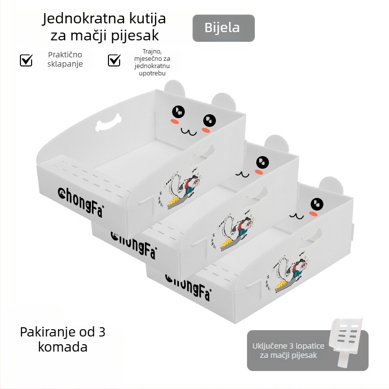 Ekstra velika jednokratna kutija za mačji pijesak, vodootporna, sklopiva, otvorenog tipa za vanjska putovanja