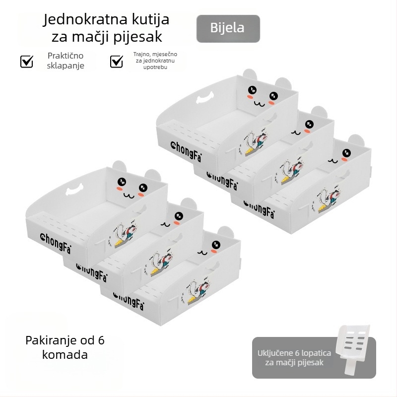 Ekstra velika jednokratna kutija za mačji pijesak, vodootporna, sklopiva, otvorenog tipa za vanjska putovanja