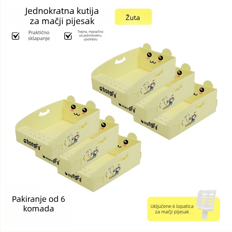 Ekstra velika jednokratna kutija za mačji pijesak, vodootporna, sklopiva, otvorenog tipa za vanjska putovanja