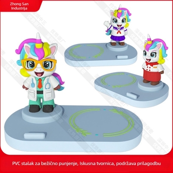 Bežični punjač za jednorošca – Prilagođena 3D tiskana IP slika, magnetsko punjenje, QC2.0, 15W