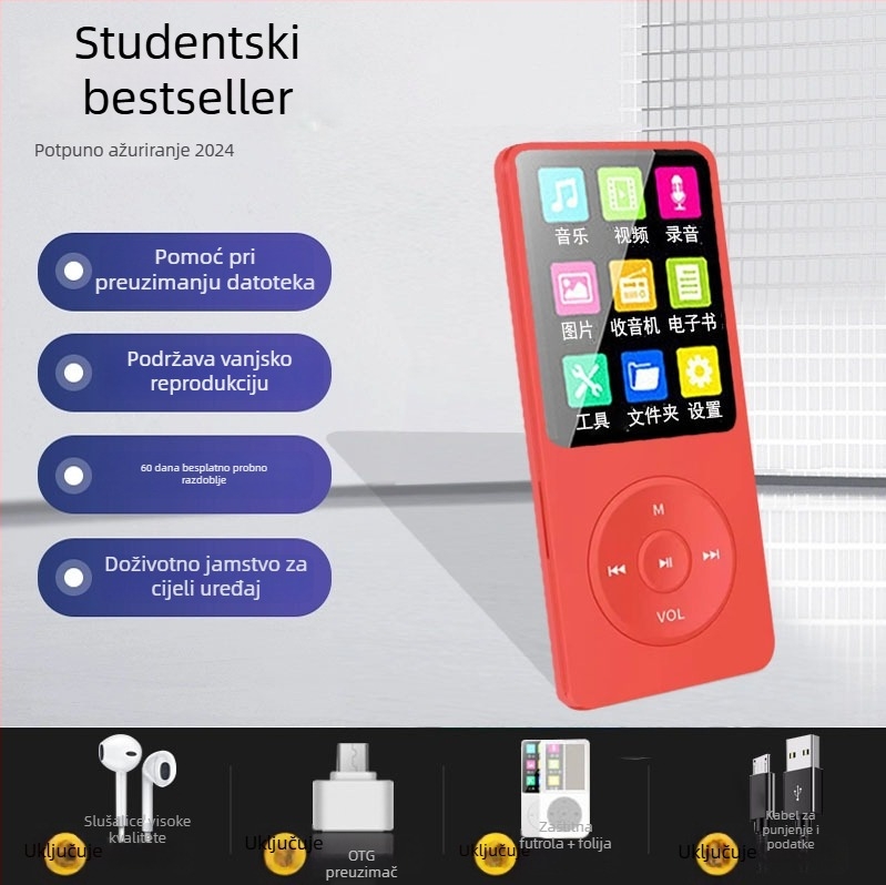 Studentska verzija kompaktni prijenosni MP3/MP4/MP5 player sa utorom za karticu i vanjskim zvučnikom