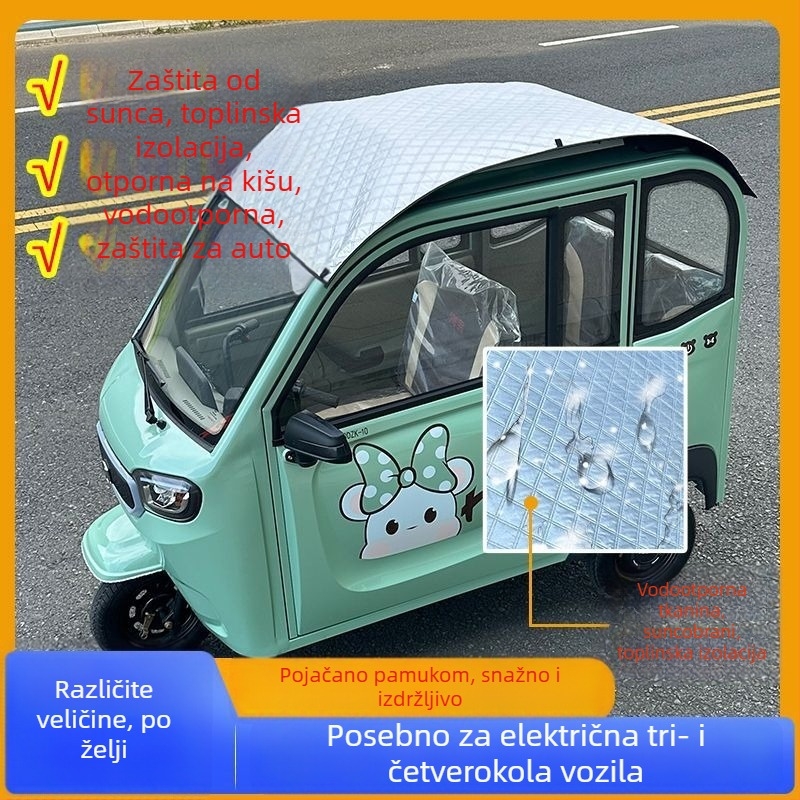 Strešni toplinski štit za električna vozila s tri ili četiri kotača, PVC materijal, teleskopsku ugradnju, za opće modele krova