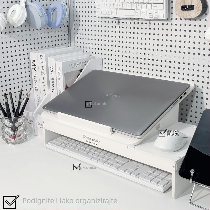 Držač za laptop, podignut, plastičan, rotirajuća baza, stolni organizator