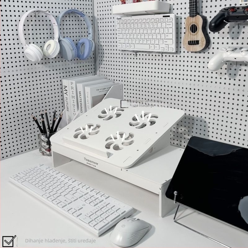 Držač za laptop, podignut, plastičan, rotirajuća baza, stolni organizator