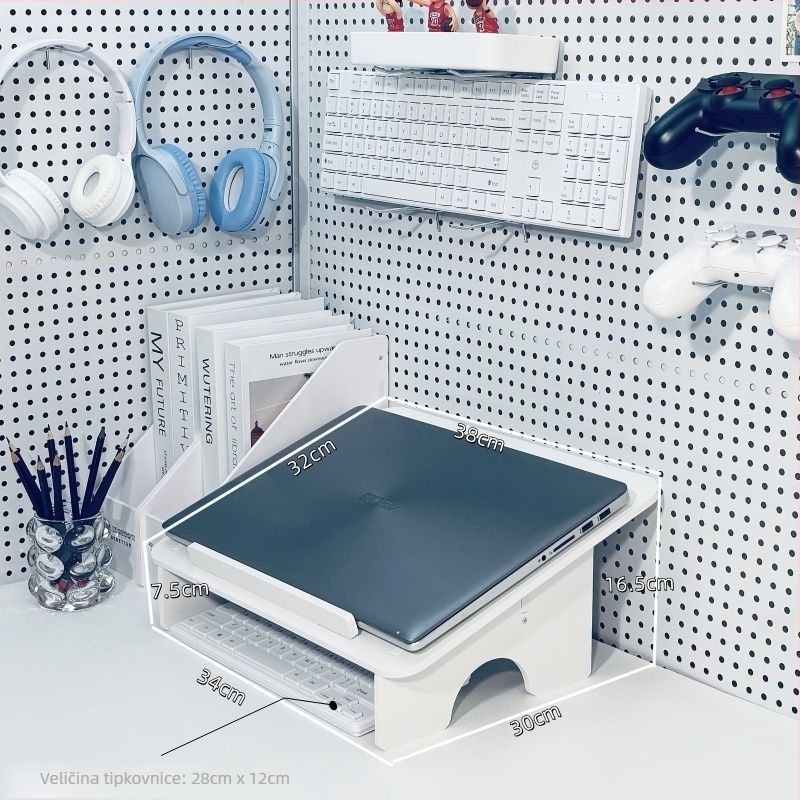 Držač za laptop, podignut, plastičan, rotirajuća baza, stolni organizator