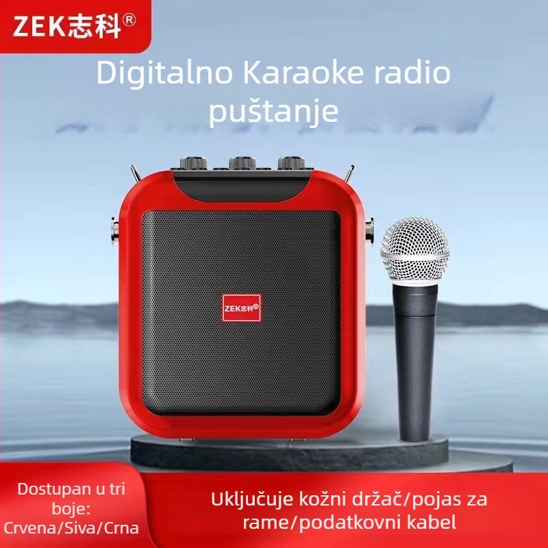 Zhike K92 prijenosni Bluetooth karaoke zvučnik, 15 W, Bluetooth 5.0, ugrađena baterija 4000–6000 mAh, frekvencijski raspon 100 Hz–20 kHz, SNR ≥70 dB