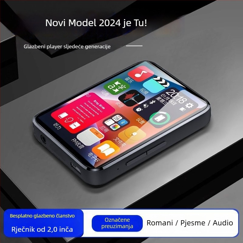 MP4/MP3 glazbeni player s dodirnim zaslonom i Bluetoothom – iznimno tanak, za čitanje romana