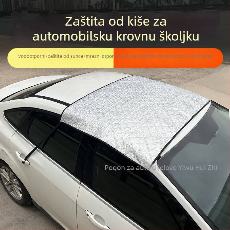 Auto sjenilo za panoramsko staklo s kišnom zaštitom i toplinskom izolacijom — Materijal: aluminijski film s prešivanim pamukom; Univerzalni model; Ugradnja skrivena