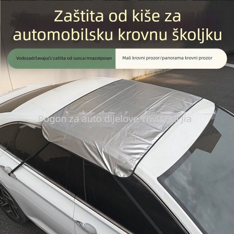 Auto sjenilo za panoramsko staklo s kišnom zaštitom i toplinskom izolacijom — Materijal: aluminijski film s prešivanim pamukom; Univerzalni model; Ugradnja skrivena