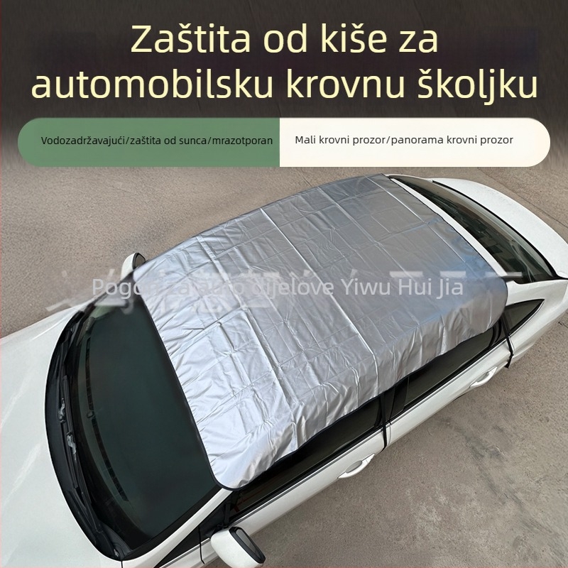 Auto sjenilo za panoramsko staklo s kišnom zaštitom i toplinskom izolacijom — Materijal: aluminijski film s prešivanim pamukom; Univerzalni model; Ugradnja skrivena