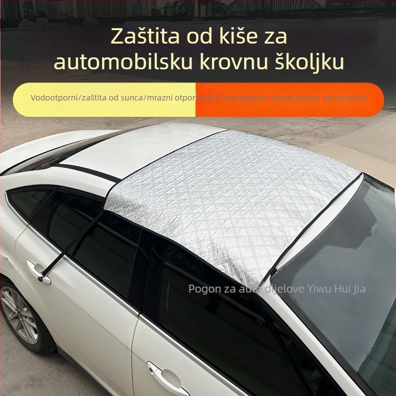 Auto sjenilo za panoramsko staklo s kišnom zaštitom i toplinskom izolacijom — Materijal: aluminijski film s prešivanim pamukom; Univerzalni model; Ugradnja skrivena