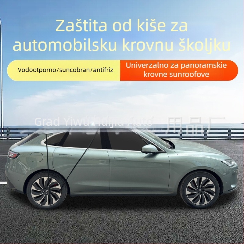 Auto sjenilo za panoramsko staklo s kišnom zaštitom i toplinskom izolacijom — Materijal: aluminijski film s prešivanim pamukom; Univerzalni model; Ugradnja skrivena