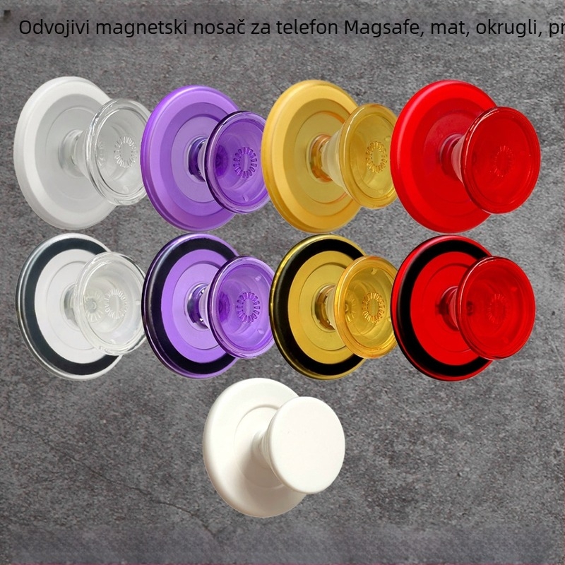 Snap-on MagSafe magnetski držač za telefon, okrugli matirani disk, prozirni PC, odvojiv, univerzalan