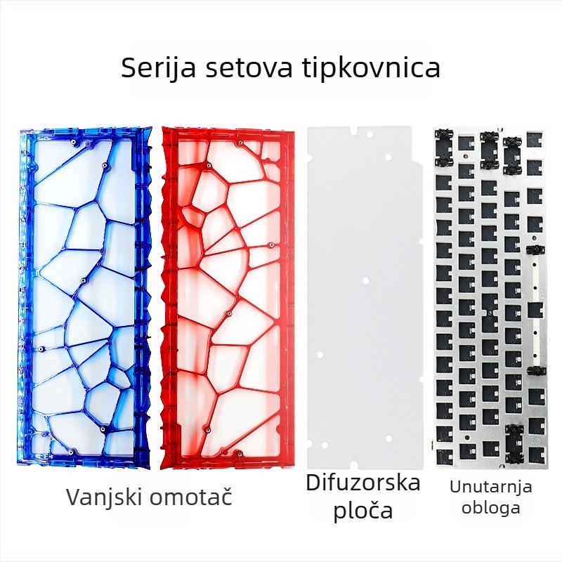 Jiadalong prozirno kućište tipkovnice, komplet s ekološkim PCB unutarnjim slojem za mehaničke tipkovnice