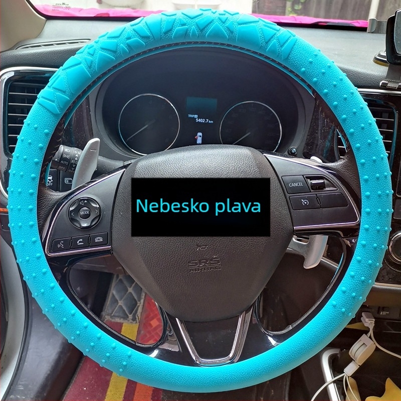 Silikonska navlaka za volan s geometrijskim uzorkom, protivklizna, univerzalna za D-oblik volan, elastična granulirana tekstura, pojačana UV zaštita
