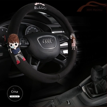 Zimska plišana navlaka za volan automobila s cartoon motivom, univerzalna prilagodba; za volan, navlaka za mjenjač i ručnu kočnicu