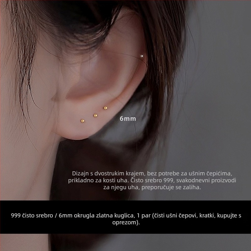 Geometrijski 999 srebra naušnice s elektroplatom – unisex