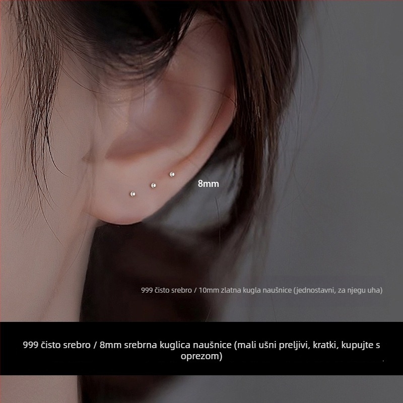 Geometrijski 999 srebra naušnice s elektroplatom – unisex