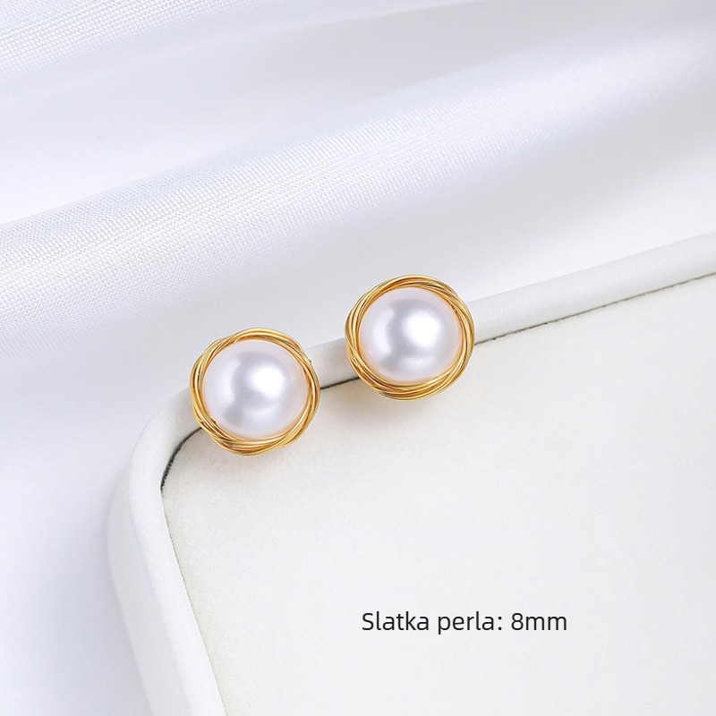 Perlovane naušnice u obliku ruže, 925 srebrna post, ukrašene perlama, vila stil