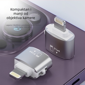 TF čitač kartica USB 2.0 aluminijsko kućište, vanjska veza, podržava TF kartice, težina 6 g