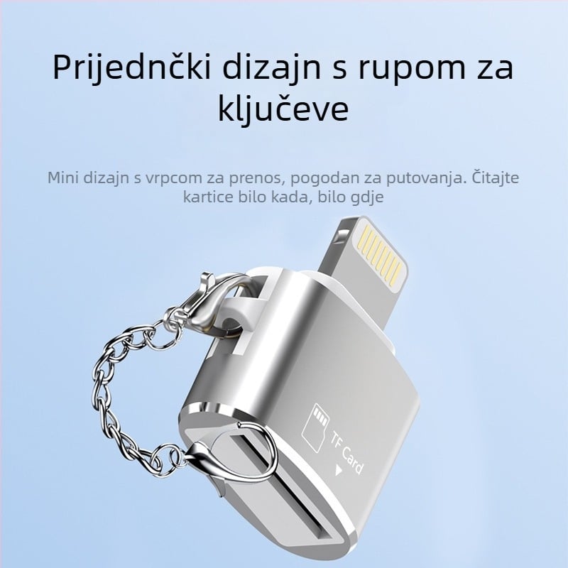 TF čitač kartica USB 2.0 aluminijsko kućište, vanjska veza, podržava TF kartice, težina 6 g
