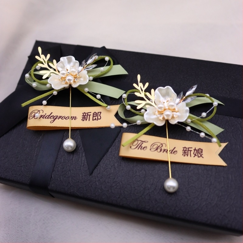 Vjenčana boutonijera i cvijet za zglob, ručno izrađeno od trake, japanski stil, 1 kom