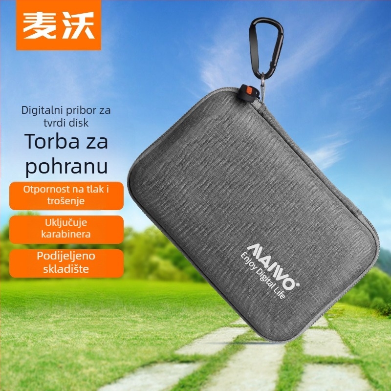MAIWO KT02 PU futrola za tvrdi disk – prijenosna zaštitna torba, OEM obrada, uključuje 1 pakiranje za pohranu mobilnog tvrdog diska