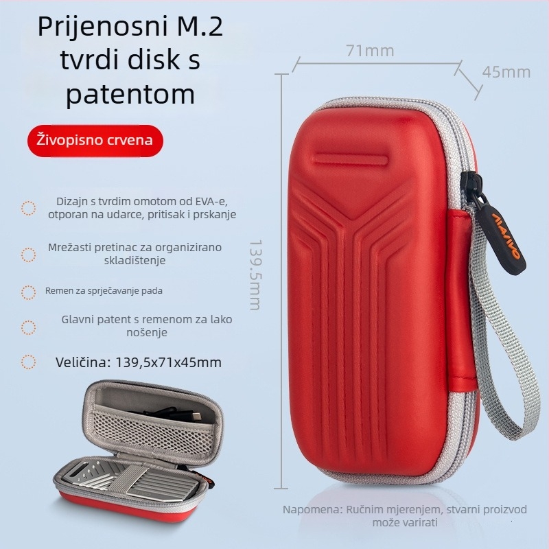 MAIWO KT02 PU futrola za tvrdi disk – prijenosna zaštitna torba, OEM obrada, uključuje 1 pakiranje za pohranu mobilnog tvrdog diska