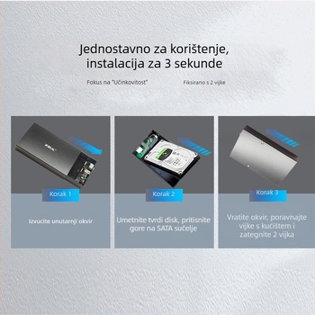 Kućište za SATA tvrdi disk, aluminijska legura, stolni vanjski USB 3.0/Type-C, do 18 TB, model ZZUC-111