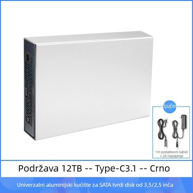 Kućište za SATA tvrdi disk, aluminijska legura, stolni vanjski USB 3.0/Type-C, do 18 TB, model ZZUC-111