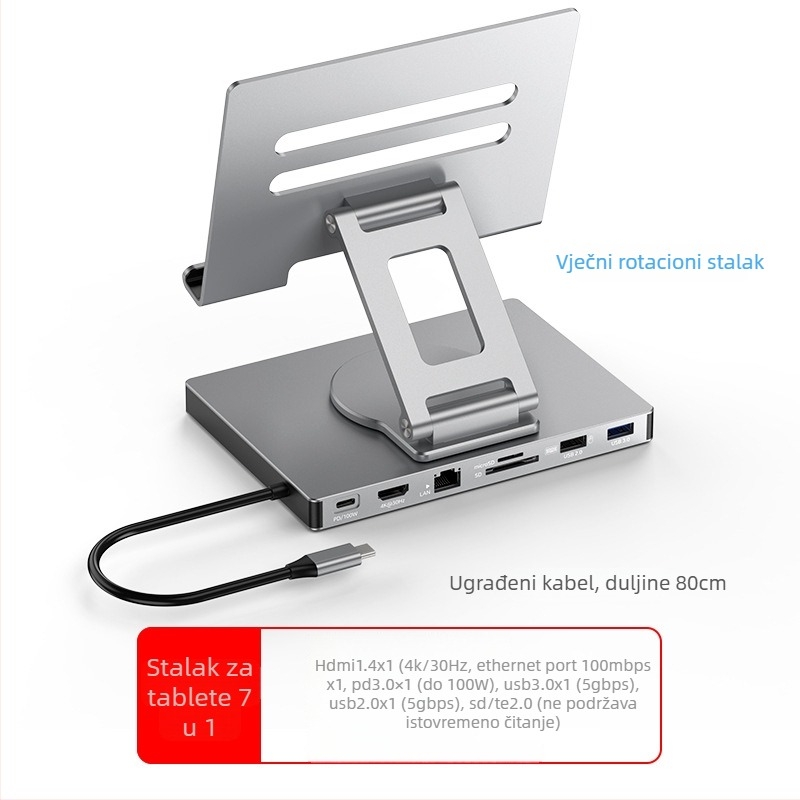 Lan Shuo USB-C docking stanica od aluminijskog legura, HDMI 2.0 i Gigabit Ethernet, 5Gbps