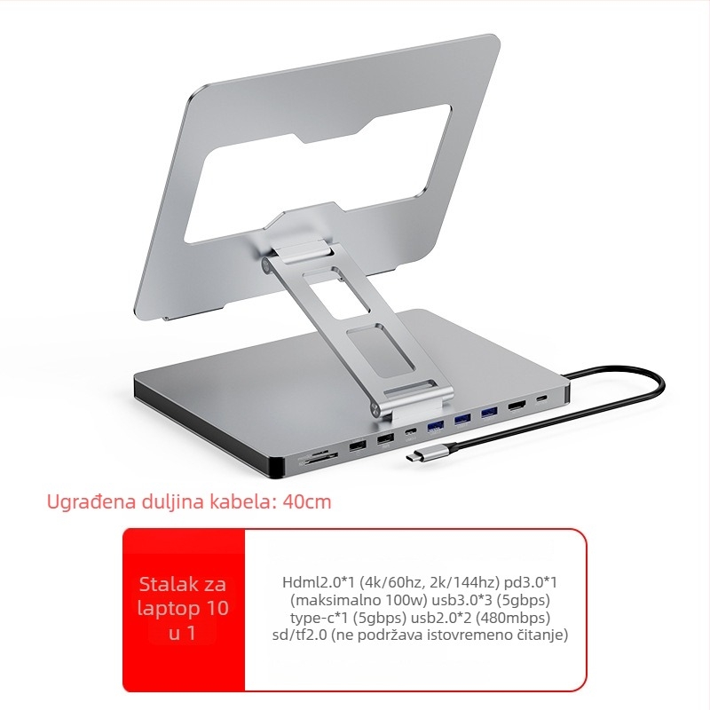 Lan Shuo USB-C docking stanica od aluminijskog legura, HDMI 2.0 i Gigabit Ethernet, 5Gbps