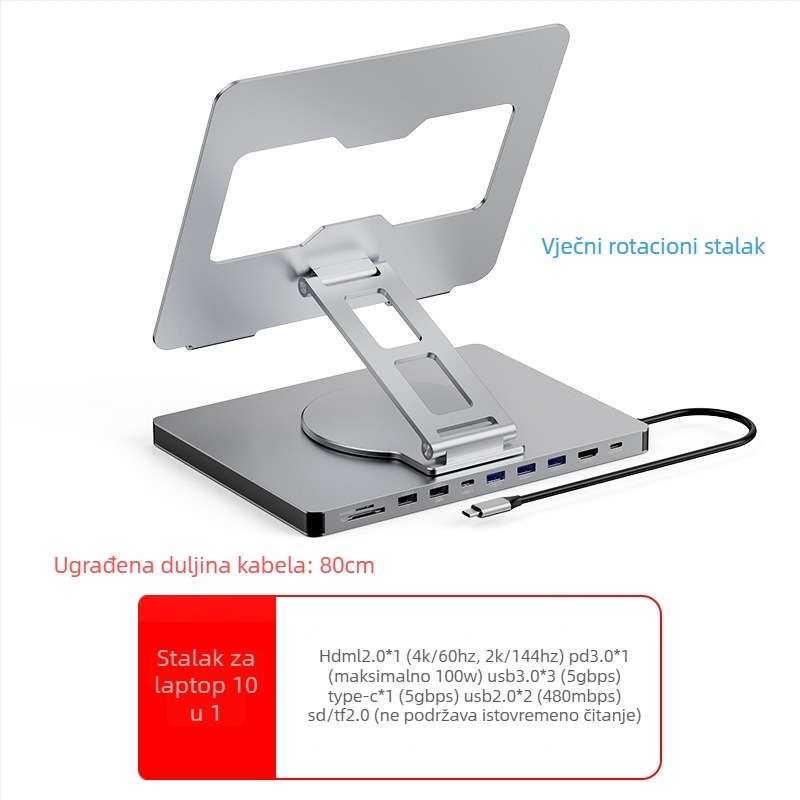 Lan Shuo USB-C docking stanica od aluminijskog legura, HDMI 2.0 i Gigabit Ethernet, 5Gbps